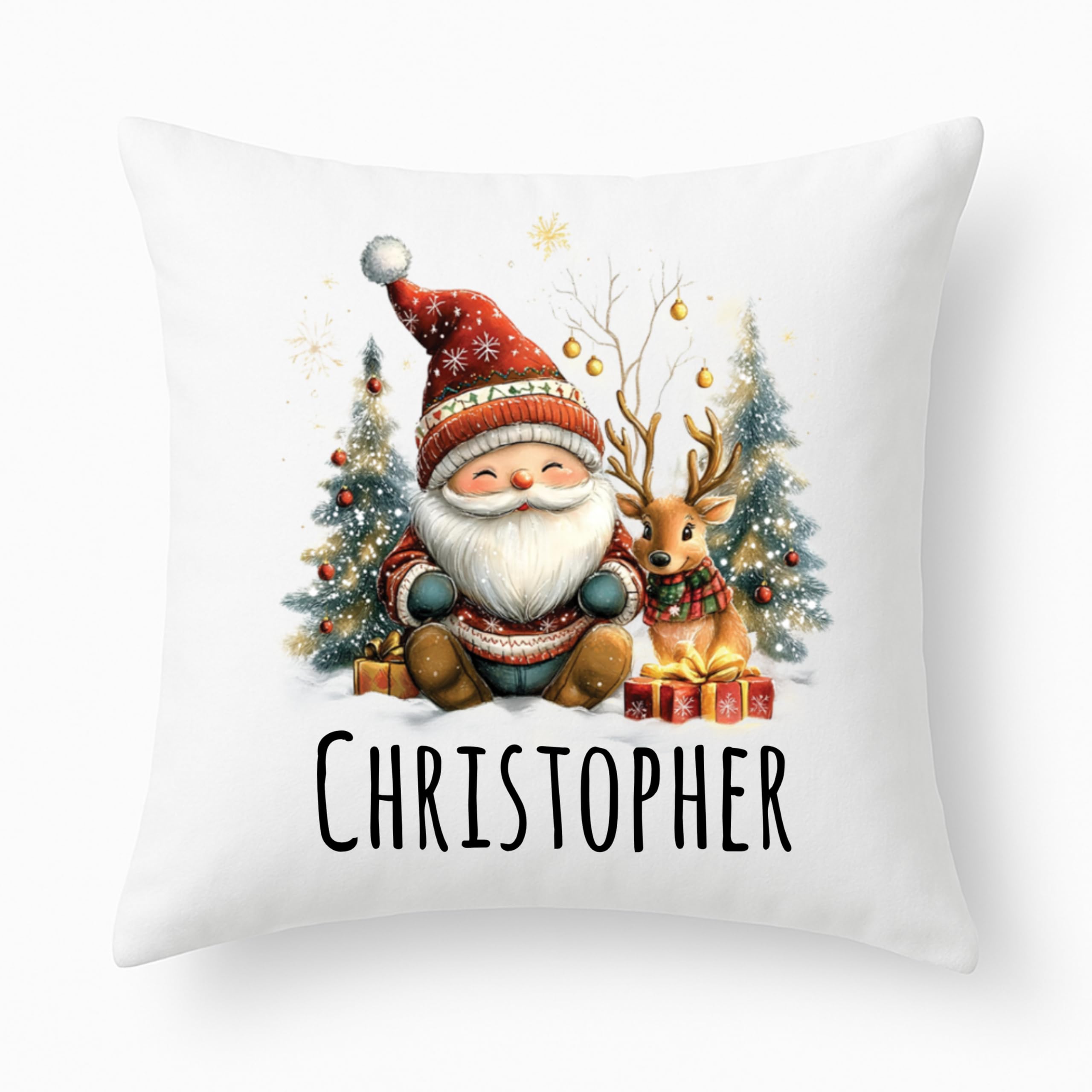 Personalised Merry Christmas Pillow case cover, 45x45 cm Custo m Cushion Cover With Name, Christmas Party Decoration 2025 Xmas Tree Santa Claus Pillowcase, Gift For Xmas (Design 4)