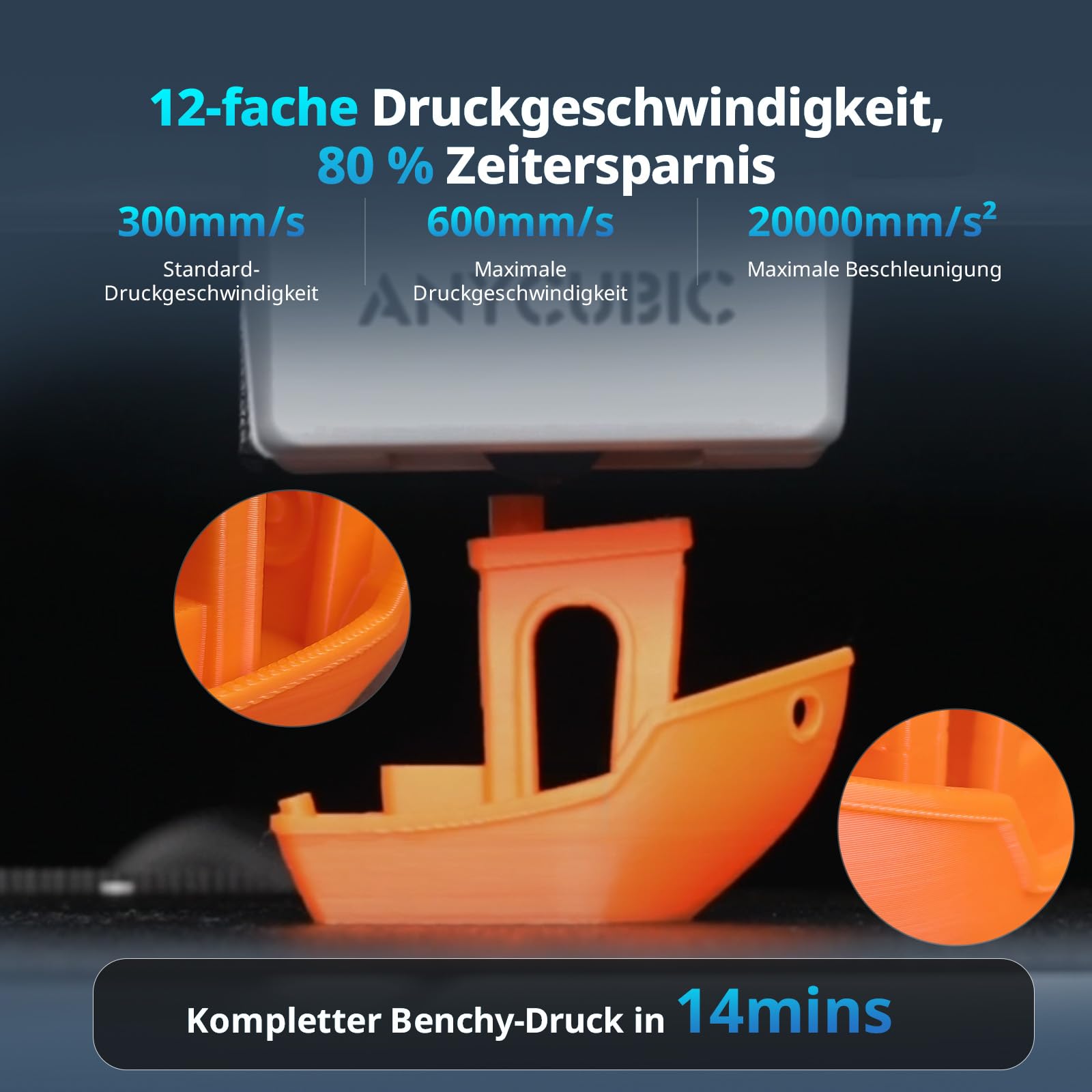 Anycubic Kobra X 3D Drucker Mehrfarbig, Verbesserte Auto Nivellierung für eine makellose erste Schicht, 600 mm/s Schnelles Drucken, 4 Farbdruck Max 19 Farben, 260 x 260 x 260 mm Druckgröße