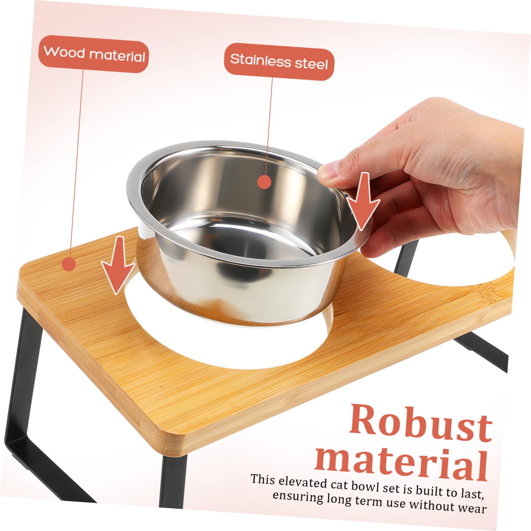 Comedero Elevado para Gatos con Soporte, Doble Cuenco de Acero Inoxidable | Base Antideslizante, Diseño Ergonómico, Uso Interior, Apto para Gato y Perro Pequeño