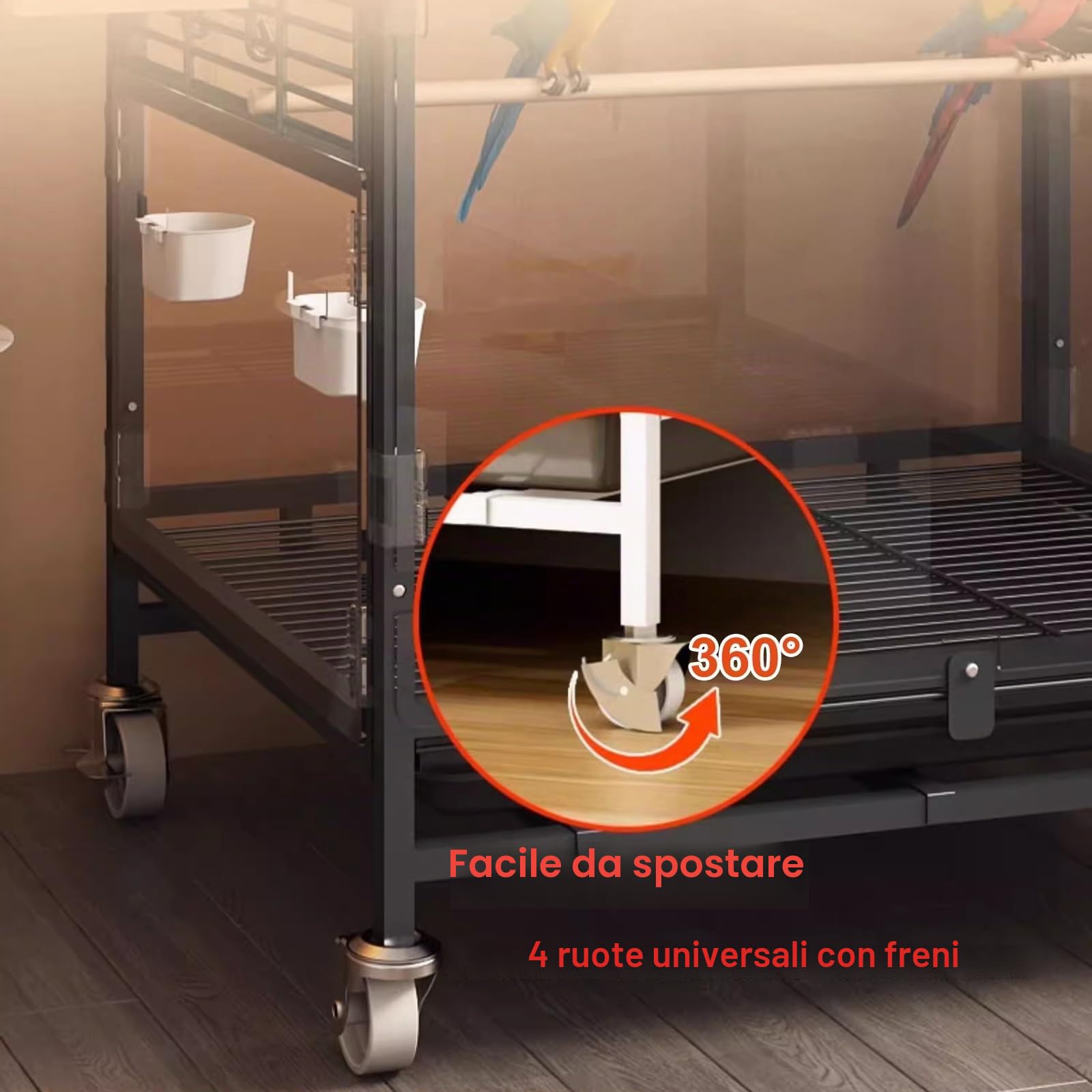 Voliera per Pappagalli, Gabbia per Uccelli Grande, Gabbia Pappagalli, Gabbia per Uccelli con Ruote, per Conuri Inseparabili Calopsitte Fringuelli