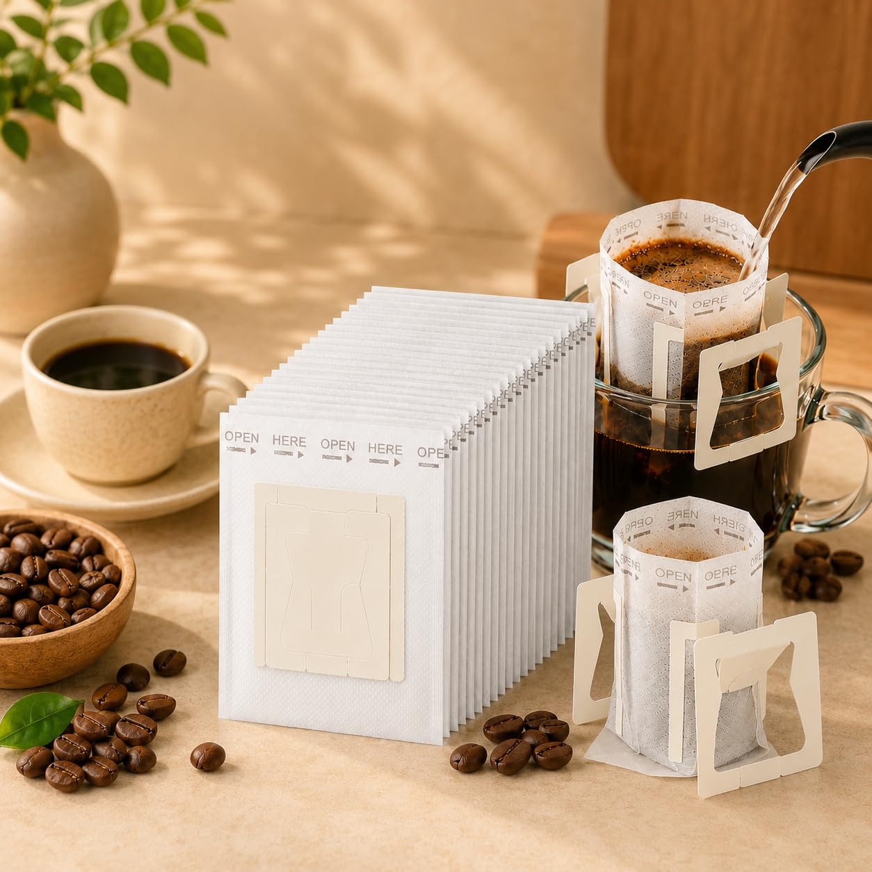50 Pcs Portable Coffee Filter Paper Bags – Disposable Pour Over Coffee Filters, Single-Use Drip Coffee Bags for Travel, Office & Home Brewing, Unbleached Food-Grade Paper, Universal Fit-image-35