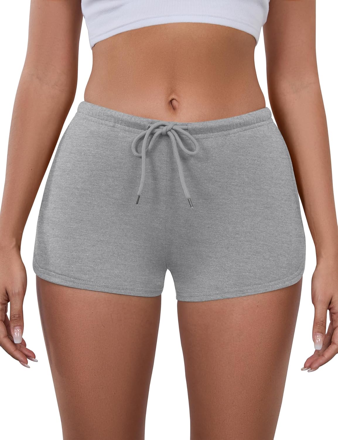 IECCP Sweat Shorts Women Comfy Workout Athletic Dolphin Shorts Low Rise Lounge Pajama Mini Shorts with Drawstring and Pockets - Image 5