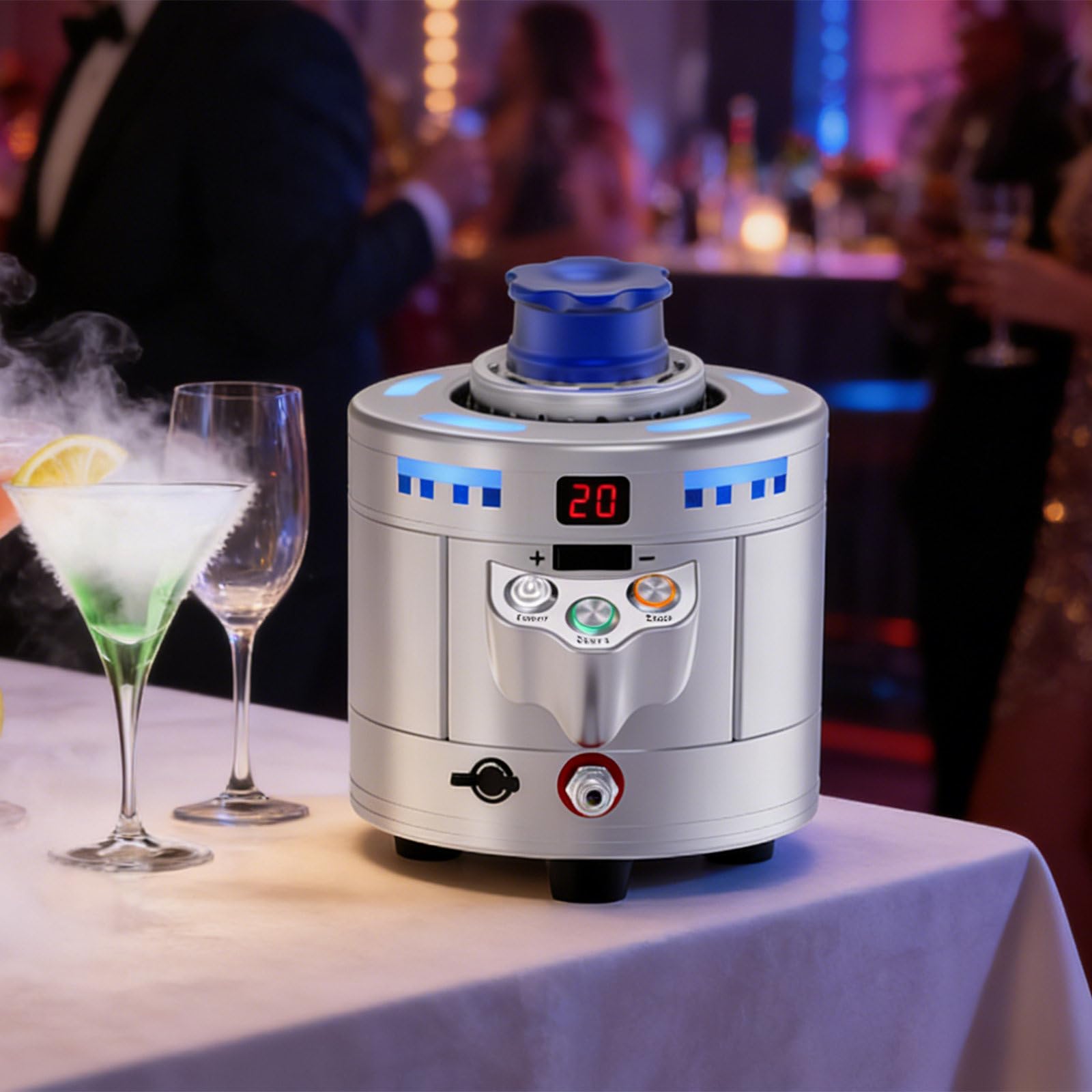 Máquina de hielo seco, enfriador instantáneo de vidrio, diseño 2 en 1 para cócteles, produce bloques de 25 g en 20 segundos, ideal para bares de lujo y cenas finas