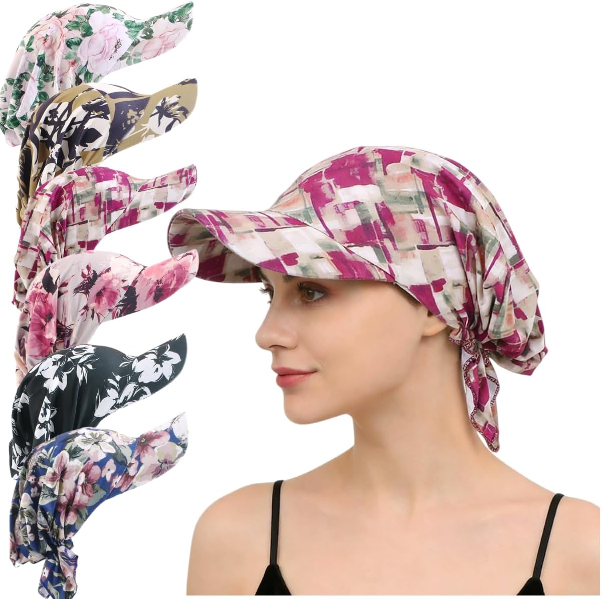 Summer Outdoor Muslim Hijab Turban with Baseball Cap for Women Sun UV Protection Sprot Visor Hat