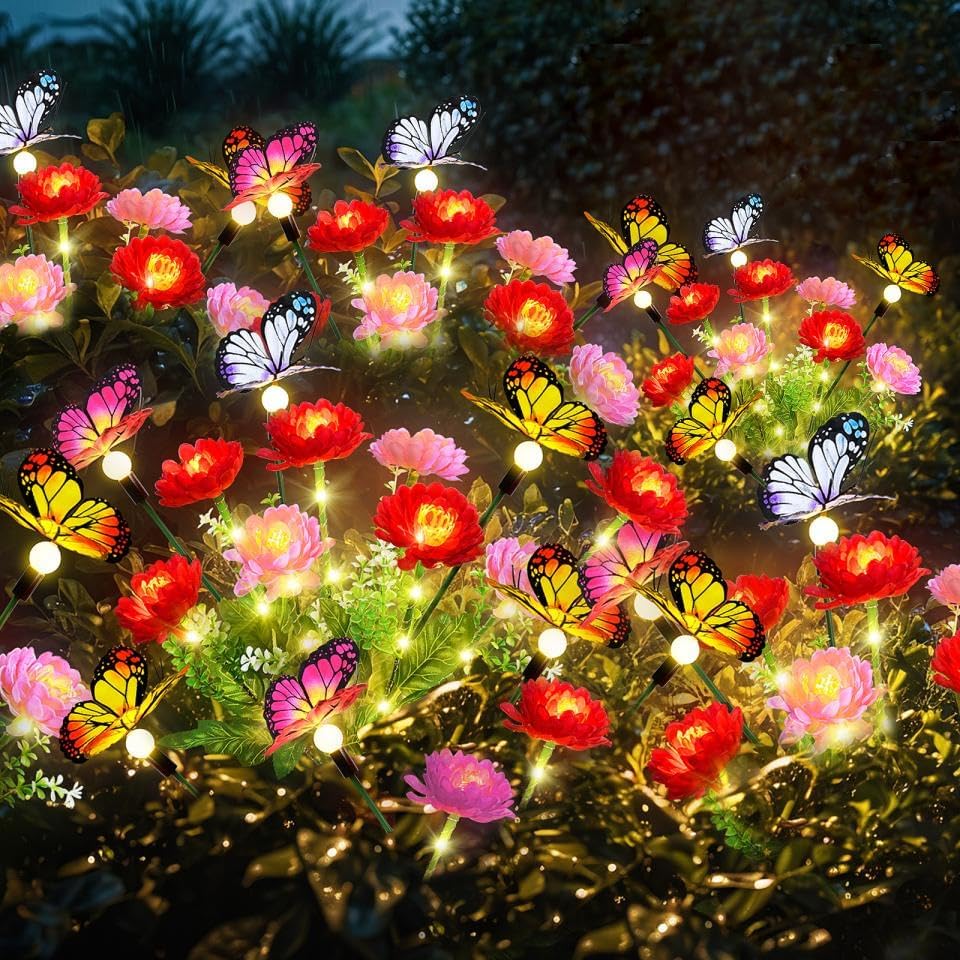 YIKANWEN Lanterne Solaire Extérieure LED,2 Pièces Lanternes Solaires Extérieures Avec Effets De