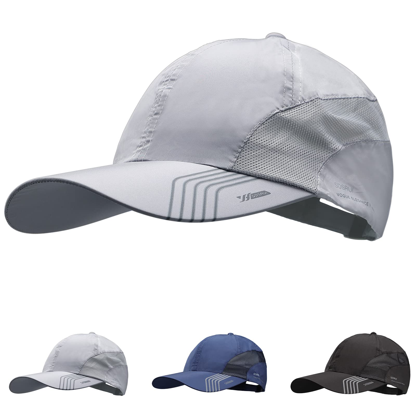 Xgopts Unisex Grey Quick Dry Baseball Cap - Lightweight Breathable Adjustable Uv-Protection Cap For Outdoor Activities Sport Running - Men Woman 56-60Cm (Grey)