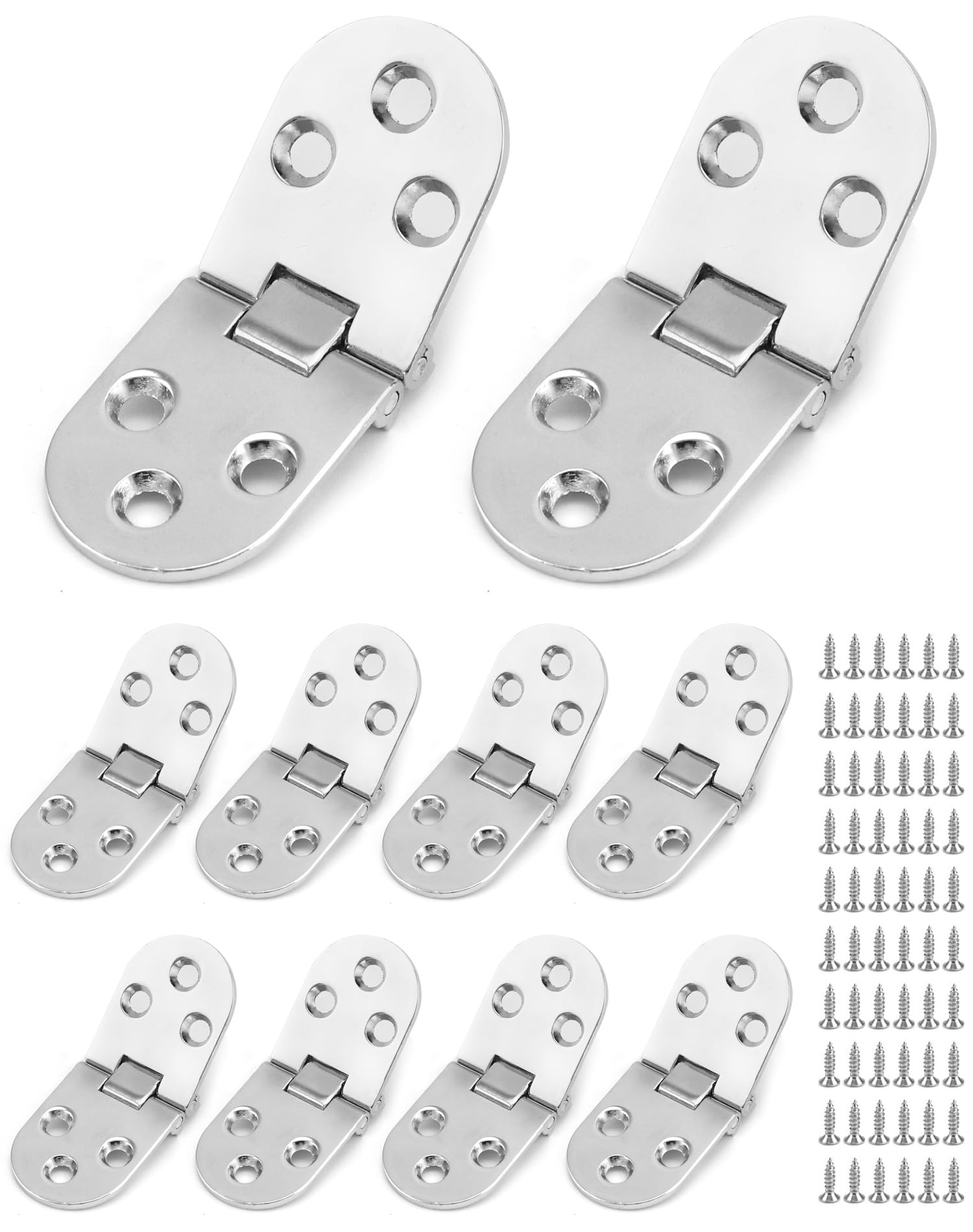 QWORK® 10 Pieces Folding Flip Hinges 180 Degree Hinges, Zinc Alloy, Folding Table Hinge, Drop Down Hinges for Folding Tables, Cabinets, Wardrobe Doors