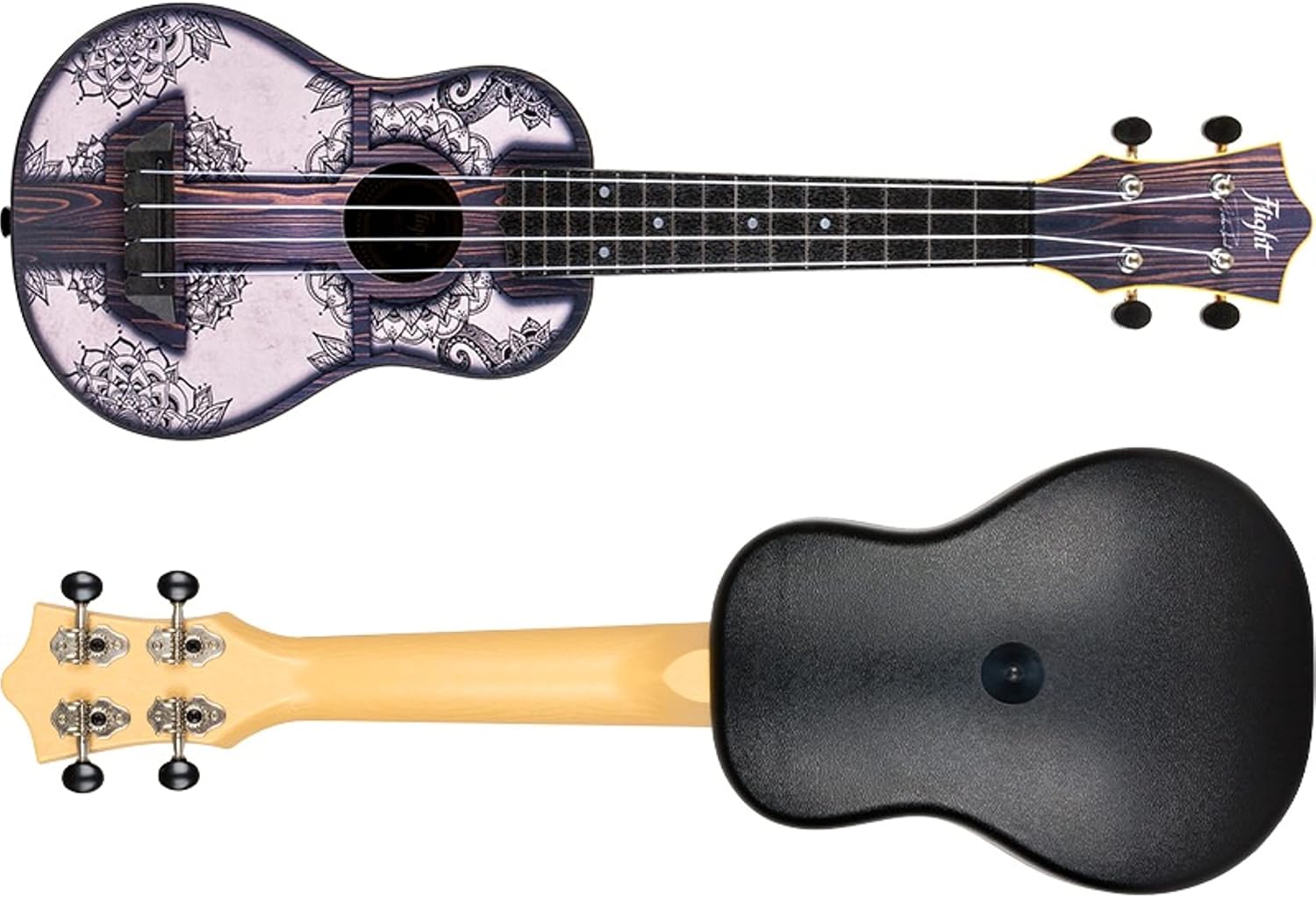 Flight Music Ukeleles TUS40 ABS Soprano Travel Ukulele-Mandala, Black, one Size (ALMTUS40MW)