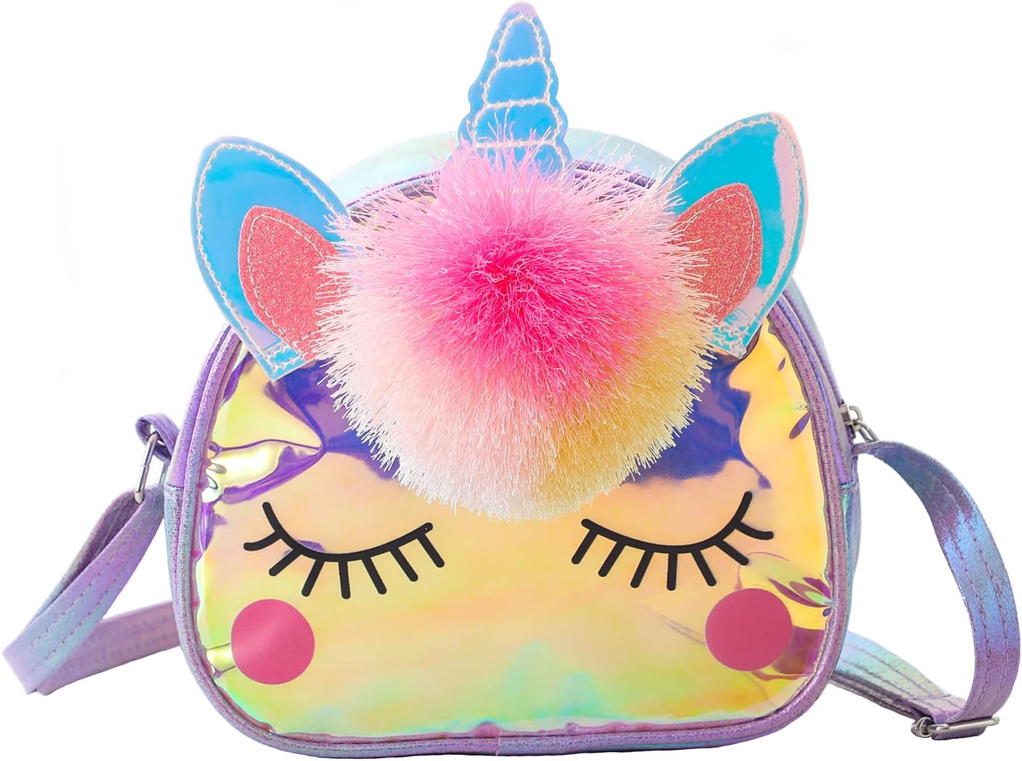 Kids Crossbody Bag Girls Crossbody Bag, Small TPU Unicorn Bag Unicorn Purses for Girls, Little Girls Purse Toddler Purse (Purple)