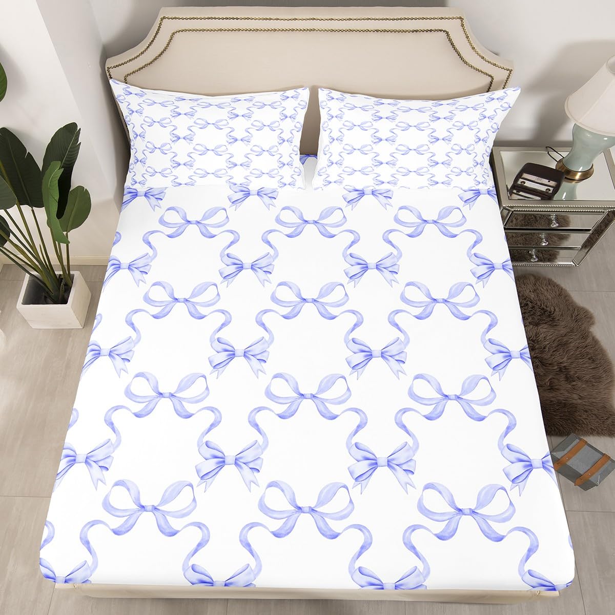 Parure de lit style princesse aquarelle pour grand lit double