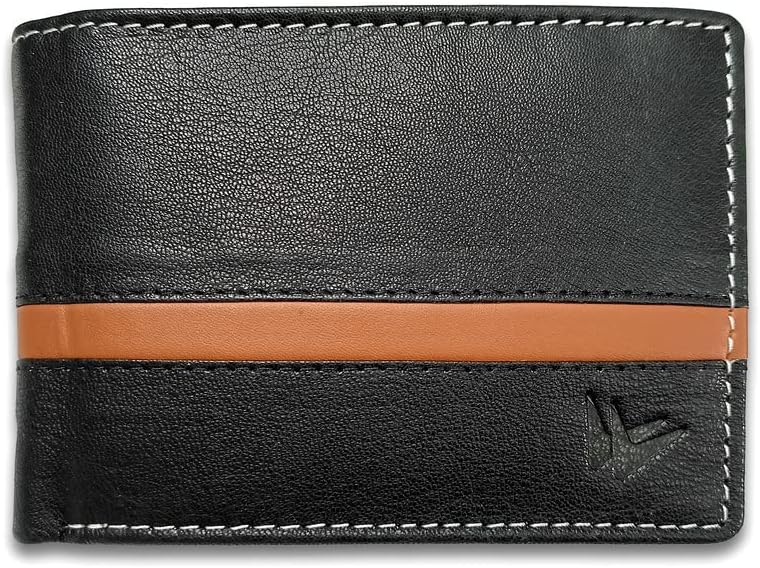 Wanders Mens Wallet Leather Wallets 9 Card Slots Light Weight Wallet RFID Blocking Wallet Genuine Leather Wallet Strip Wallet for Men (Black)