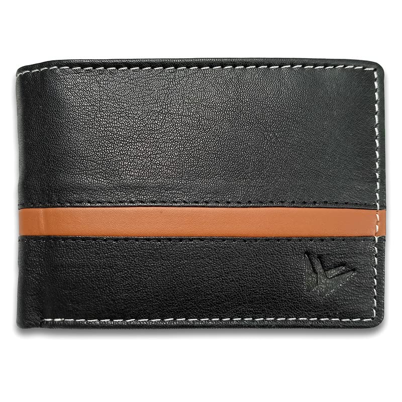 Wanders Mens Wallet Leather Wallets 9 Card Slots Light Weight Wallet RFID Blocking Wallet Genuine Leather Wallet Strip Wallet for Men (Black)