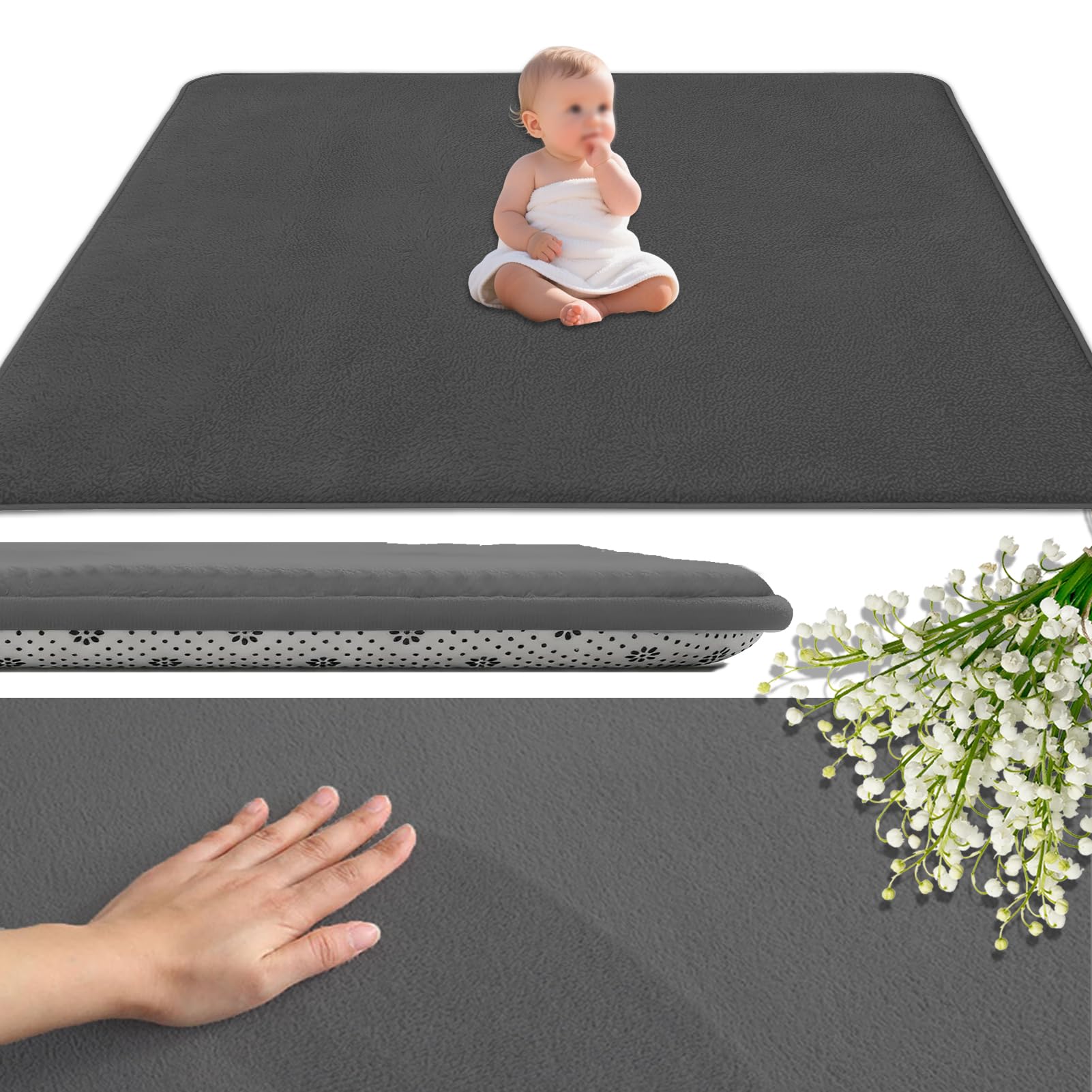 Antypoślizgowy wyściełany dywanik dla dzieci zmywalny 120 x 160 cm mata dla dziecka 3 cm wypełniona gąbką z powierzchnią, zabawa mata dla dzieci podłoga do pokoju dziecięcego Tatami raczkujący
