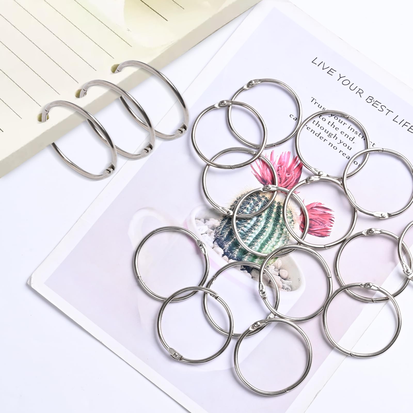 10 Pack 2 Inch Loose Leaf Binder Rings, Nickel Plated Steel Binder Keychain Key Rings, Metal Book Rings for School, Home or Office (Silver)