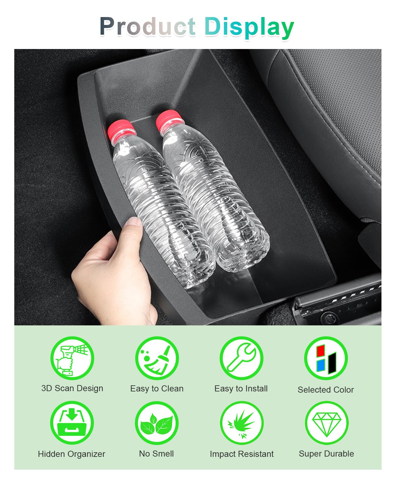 GAFAT Tesla Model Y Juniper Standard Premium 2025 2026 2027 Caja de Almacenamiento debajo del Asiento, Accesorios Organizador Oculto TPE, Antideslizantes & Impermeables [Fila Delantera 2 PZS]
