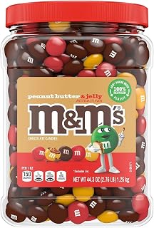 M&M’S Peanut Butter & Jelly Milk Chocolate Candy, 44.3 oz Resealable Jar