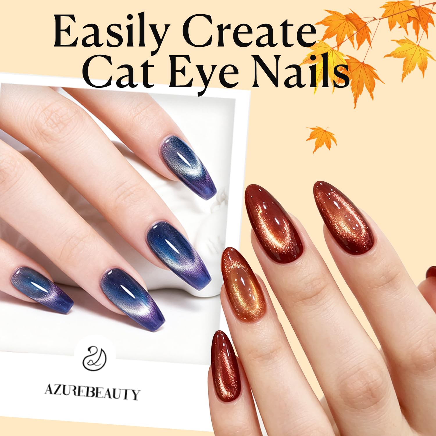 AzureBeauty Magnes kocie oko narzędzia do zdobienia paznokci - 14 szt. potężny żelowy lakier do paznokci Cateye narzędzia magnetyczne - serce / francuskie / czarne otwory magnetyczne sztyfty, DIY