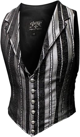 Silver/Black Stripe Tapestry Aristocrat Vest by Shrine of Hollywood