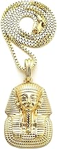 Egyptian Pharaoh Pendant Chain Necklace for Men Hip Hop Style Pendant 18"/20"/24" Box, Cuban, Rope Chain in Gold or Silver Tone