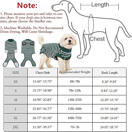 Miniatura 2 de IDOMIK Traje de recuperación de cirugía para perros, traje de recuperación a rayas para perros hembras, machos, gatos, mameluco transpirable para
