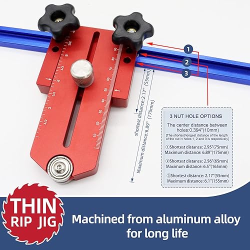 Miniatura 5 de HFM - Guía de plantilla de sierra de mesa fina para hacer cortes de tira estrecha repetitivos, apto para ranuras de inglete de 34 x 38 pulgadas,