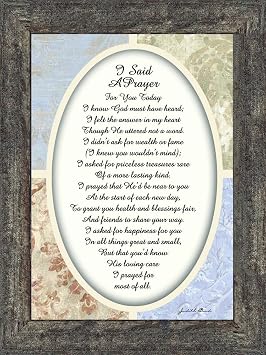Vintage I Said A Prayer, Prayer Poem of Blessing Over a Loved one, 7x9 77936BW