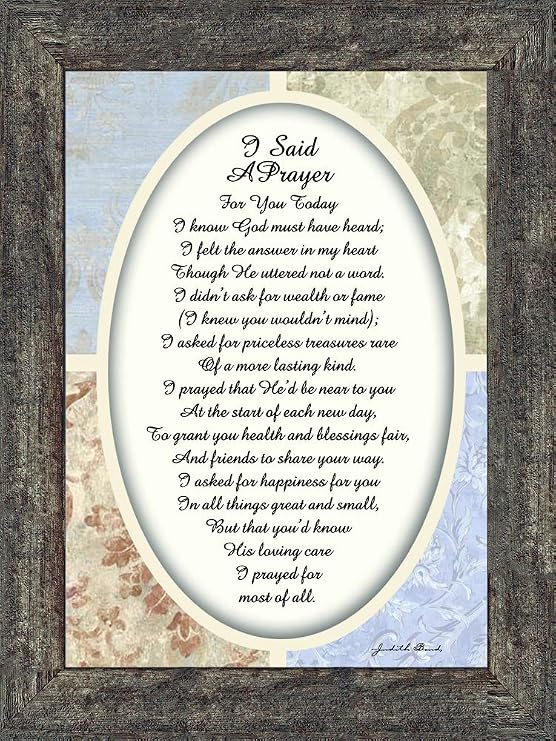 Vintage I Said A Prayer, Prayer Poem of Blessing Over a Loved one, 7x9 77936BW
