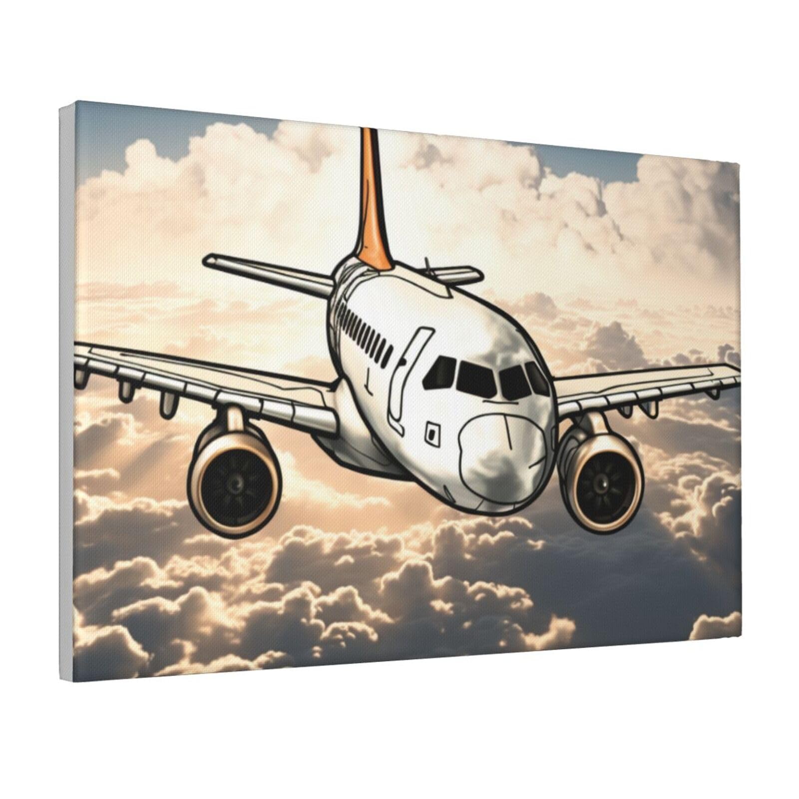 Framed Wall Art for Living Room Art Work, Airplane Flying Picture Prints Modern Office Wall Paintings Poster Aesthetic Wall Decorations for Home Decor Ready To Hang 16"x24"