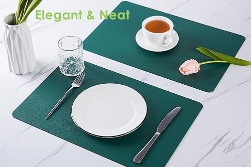 Miniatura 5 de Juego de 6 manteles individuales de piel sintética, resistentes al calor, impermeables, protectores para mesa de cocina, lavables, fáciles de