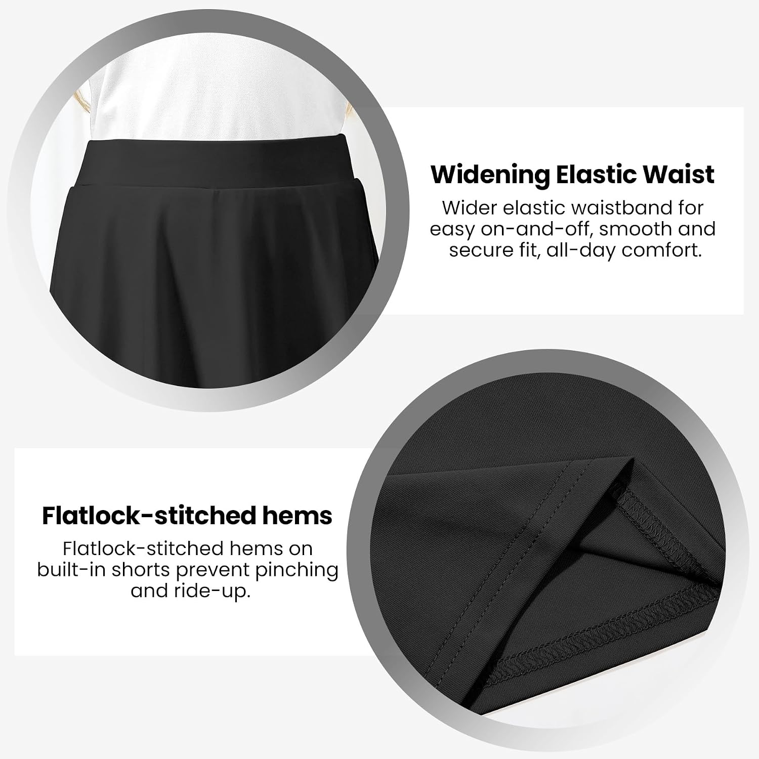Zando Girls Skorts Knee Length School Uniform Skirts with Shorts Stretchy A-line Skirt Athletic Casual for 6-14 Years