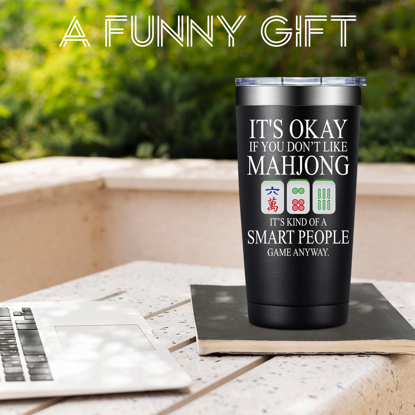 BIRGILT Mahjong Gifts for Women, Men - Funny Mah Jongg Themed Gifts for Players Lovers - Mah Jongg Accessories Gift on Birthday, Christmas - Smart People Game Mahjong Cup Tumbler 20oz
