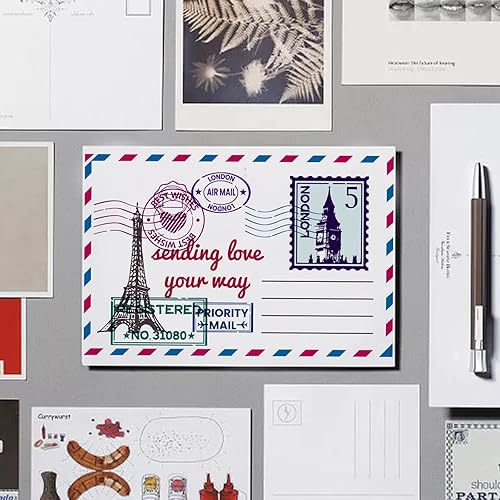 Miniatura 49 de GLOBLELAND Sellos transparentes de fondo de números vintage, sellos transparentes con estampado de palabras de flores, sellos transparentes