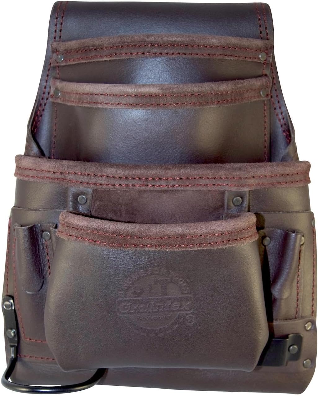 Graintex OS2220 10 Pocket Oil Tanned Leather Nail & Tool Pouch Dark Brown Color for Constructor/Electrician/Plumber
