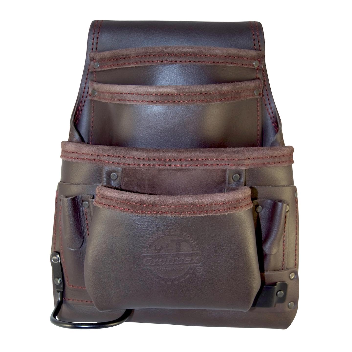 Graintex OS2220 10 Pocket Oil Tanned Leather Nail & Tool Pouch Dark Brown Color for Constructor/Electrician/Plumber