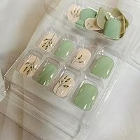 Vista 5 de Vezocim - Uñas postizas a presión de forma de ataúd de longitud corta, 24 piezas, uñas postizas brillantes de cobertura completa reutilizables