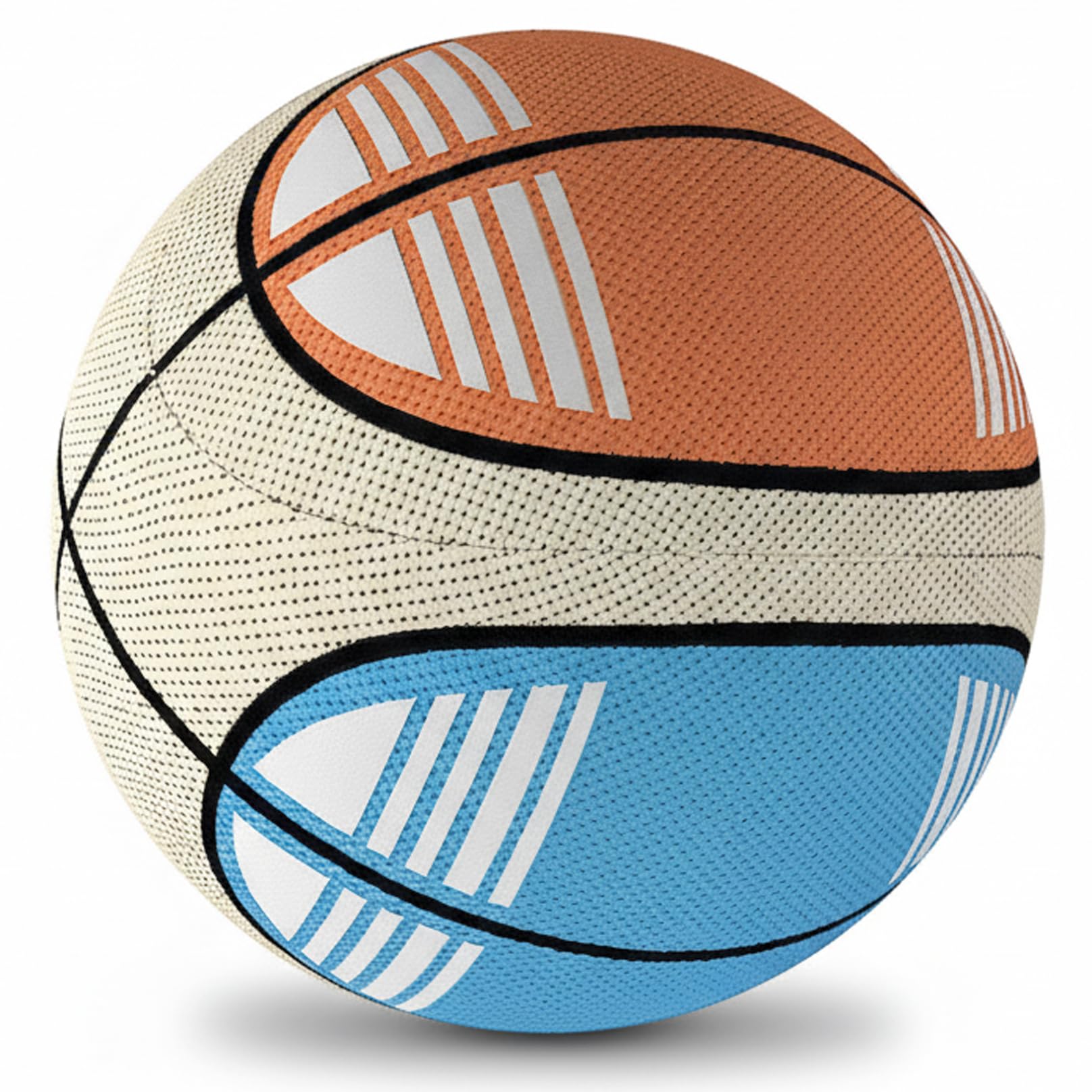 Aetherize Silent Basketball Size 5, High Bounce Airless Quiet Basketball with Sturdy Fabric Cover - No Pumping Needed, Perfect for Kids Indoor Training and Play (Orange & Blue) Silent Size 5