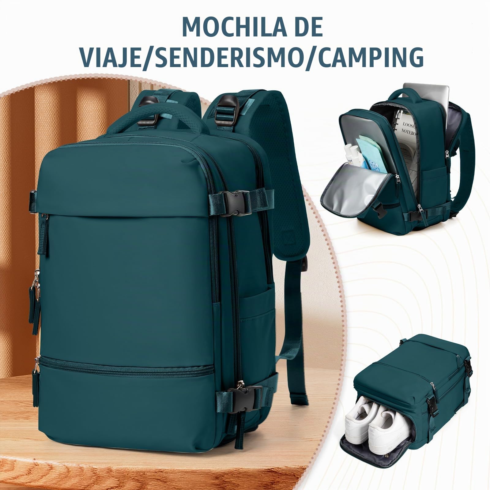 SZLX Mochila Viaje Cabina Avion 40x20x25 Mujer Ryanair Equipaje de mano 40x20x25 Ryanair Bolsa de Viaje Maletas de Viaje Cabina Avion Mochila Ordenador Portatil 14 Pulgadas Hombre 20L,Azul pavo real