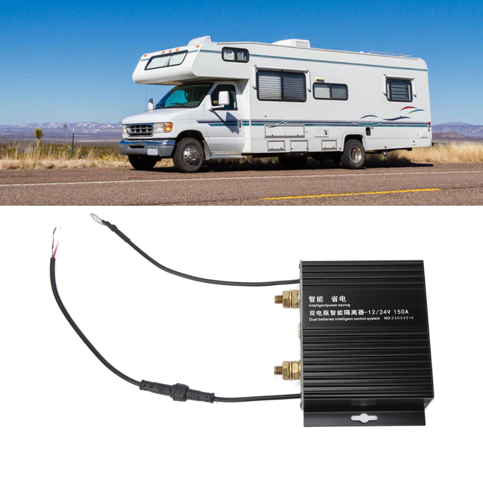 Aislador de batería Torvex, 150 A, 12 V, 24 V, separador de batería dual, relé sensible al voltaje con LED para vehículos todo terreno, barcos, yates y coches
