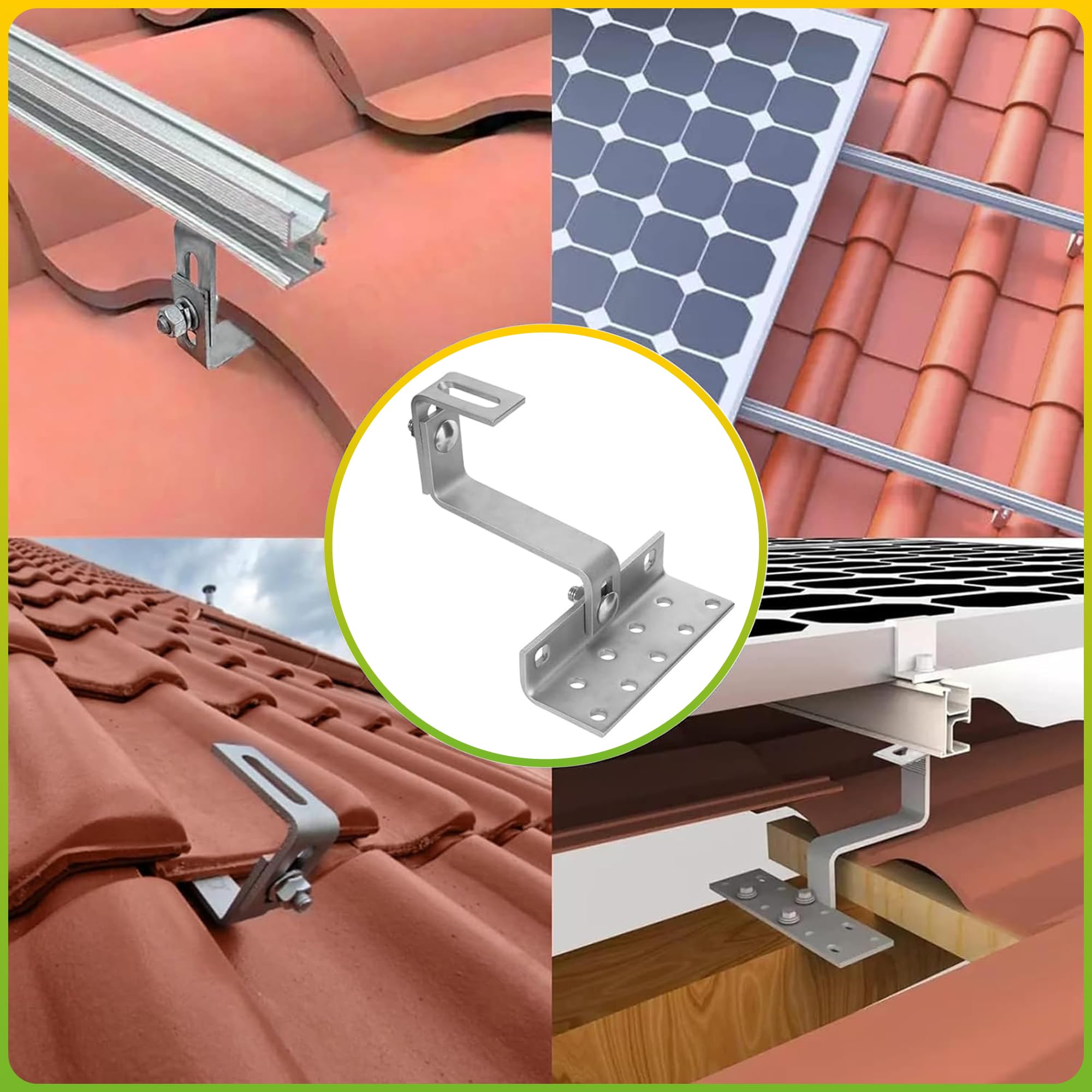 Offgridtec Gancio da tetto inox regolabile 3 direzioni acciaio 5 mm 45–60 mm per tegole scandole alluminio 4x4