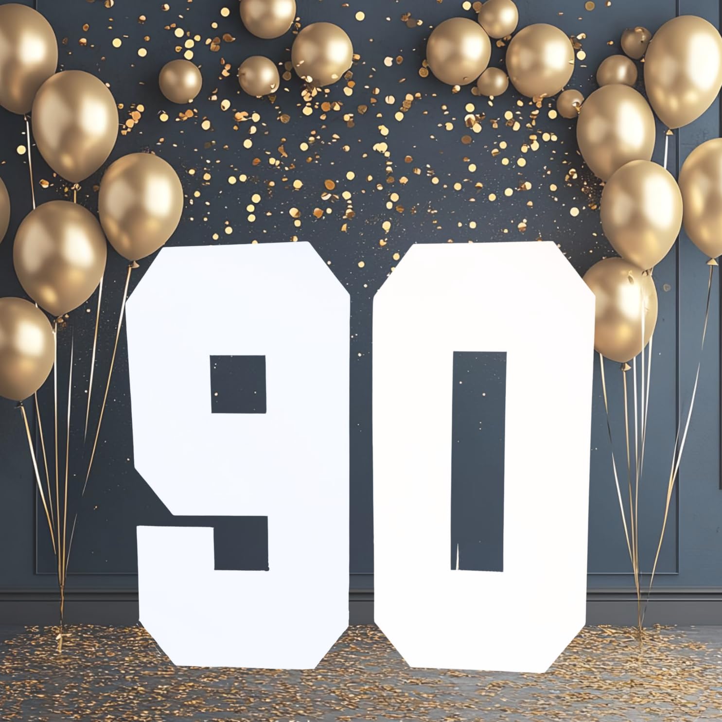 Cardécoray 4Ft Large Cardboard Numbers - Diy Birthday Party Decorations, Giant Number Props, Customizable Freestanding Display Numbers (90)
