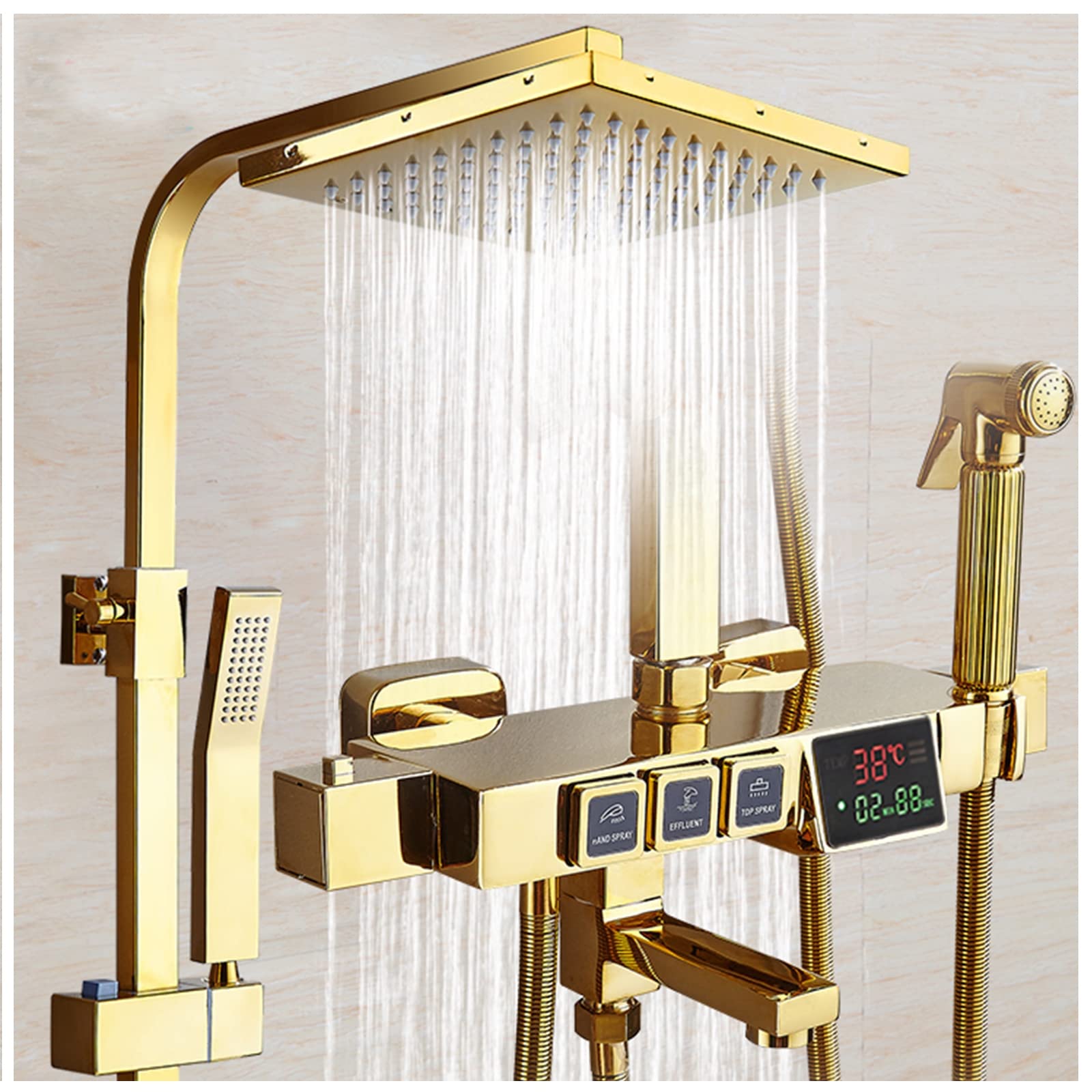 Système de douche thermostatique effet pluie pour régler les baisses de pression