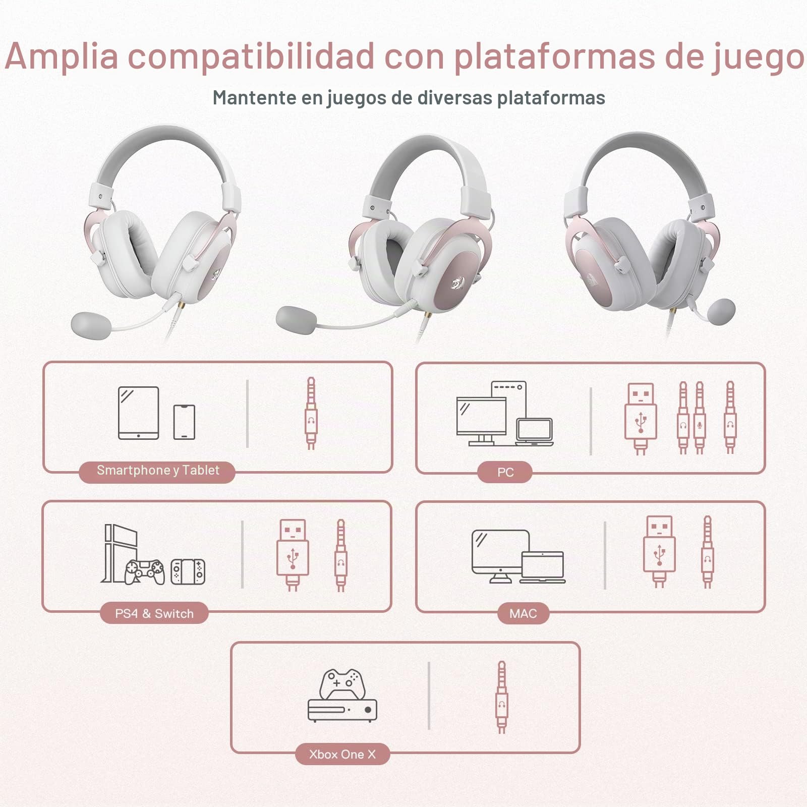 Redragon H510 Cascos Cable 7.1 53mm Multiplataforma | cascos gaming cable sonido envolvente 7.1 almohadillas viscoelásticas drivers 53mm micro desmontable PC PS4 Xbox