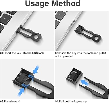 GINTOOYUN USB Port Lock Removable USB -A Port Blocker with 2 Key and 10 USB Lock for PC,Laptop & Protect Information Security,Dust &Moisture Resistant Shield (Black)