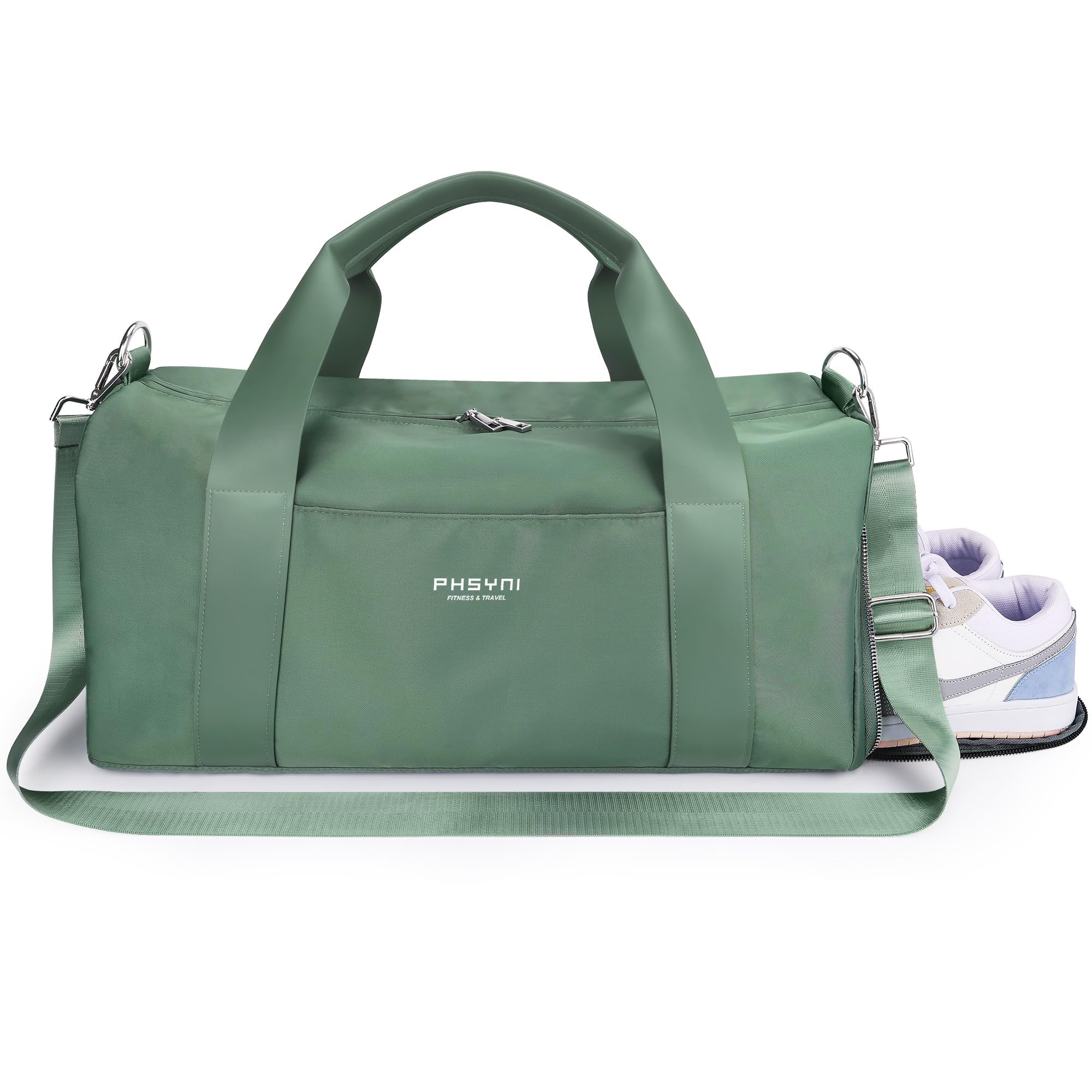 Borsa Palestra Donna & Uomo,Adulti Borsa Sportiva con Porta Scarpe e Tasca Umida da Viaggio, Sport, Fitness, Piscina(Verde,19" Size(49 CM))
