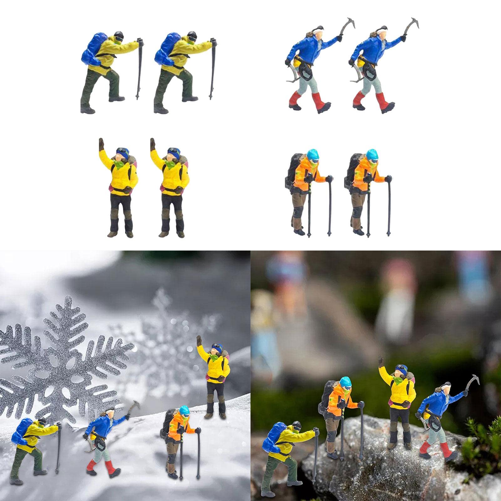 Garende 8 Pieces 1/87 Scale Miniature Hiking Figures for Train Diorama Decoration