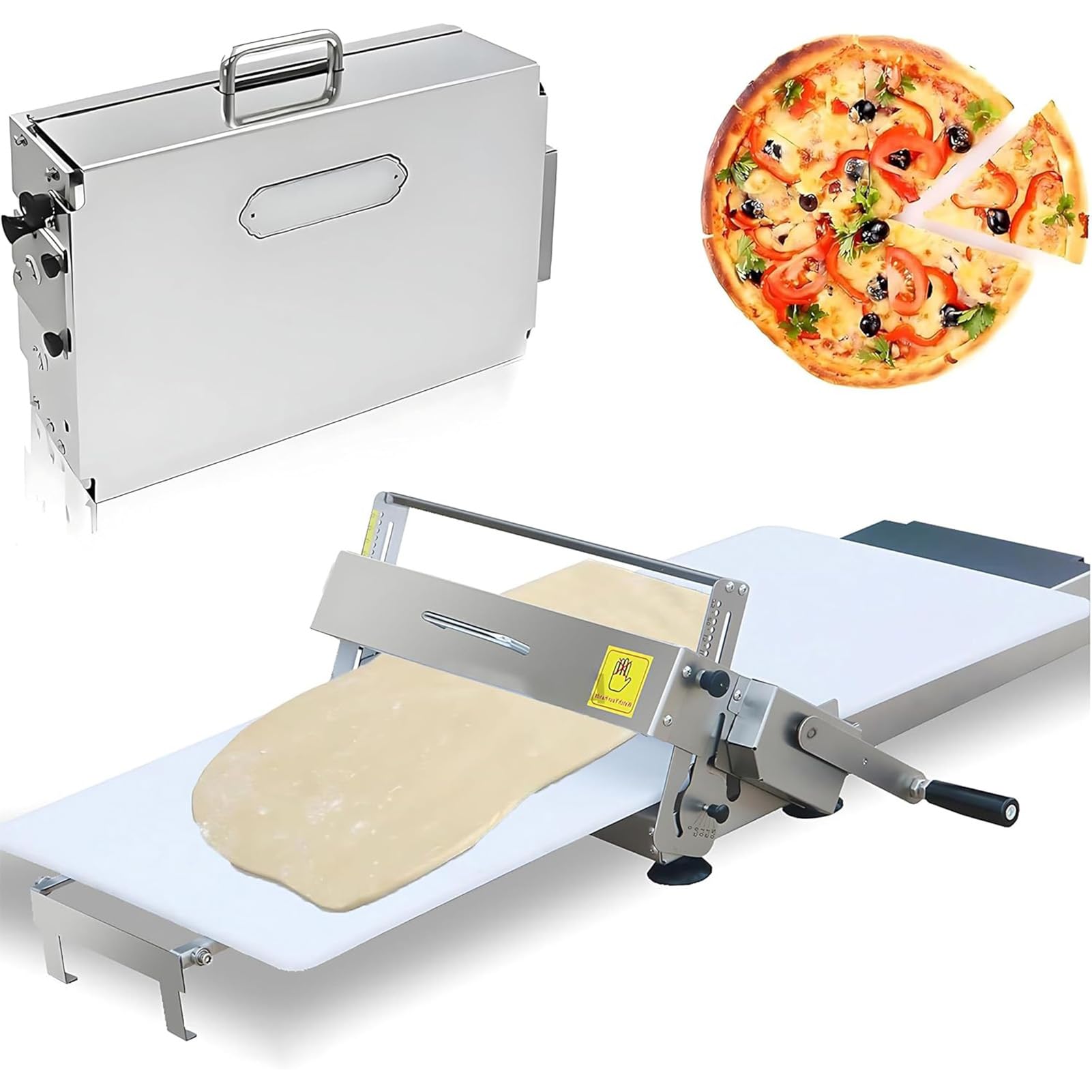 Joyfitness Foldable Manual Dough Sheeter, Stainless Steel Pastry Press Machine, 30x60cm/40x90cm Dough Board, Adjustable 0-27mm Thickness for Croissant Laminating, Pizza, Bakery, Commercial & Home Use