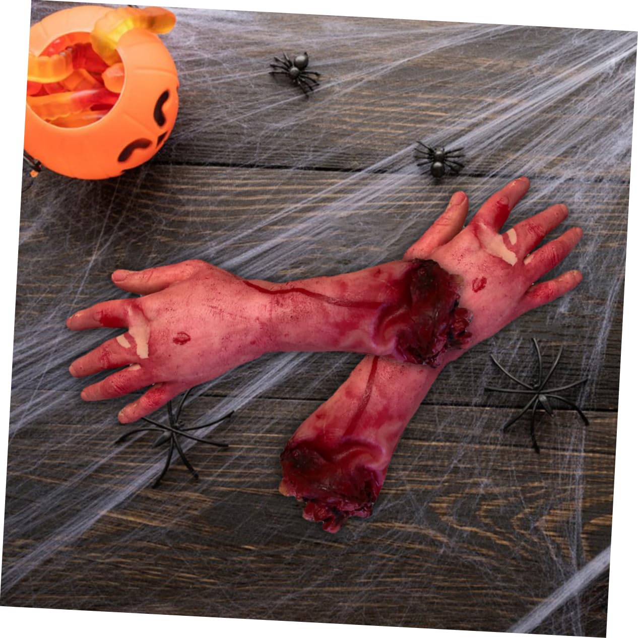 STOBOK 2Pcs Severed Limbs Halloween Decorations Hyper-Realistic Broken Hand Toys Rubber Bloody Body Parts for Scary Party Props - Image 4