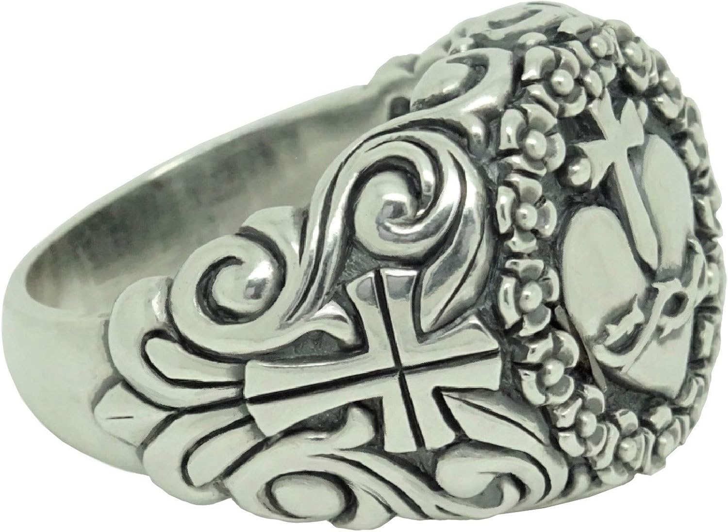 SECRETIUM Sacred Heart of Jesus Sterling Silver 925 Women Cross Ring