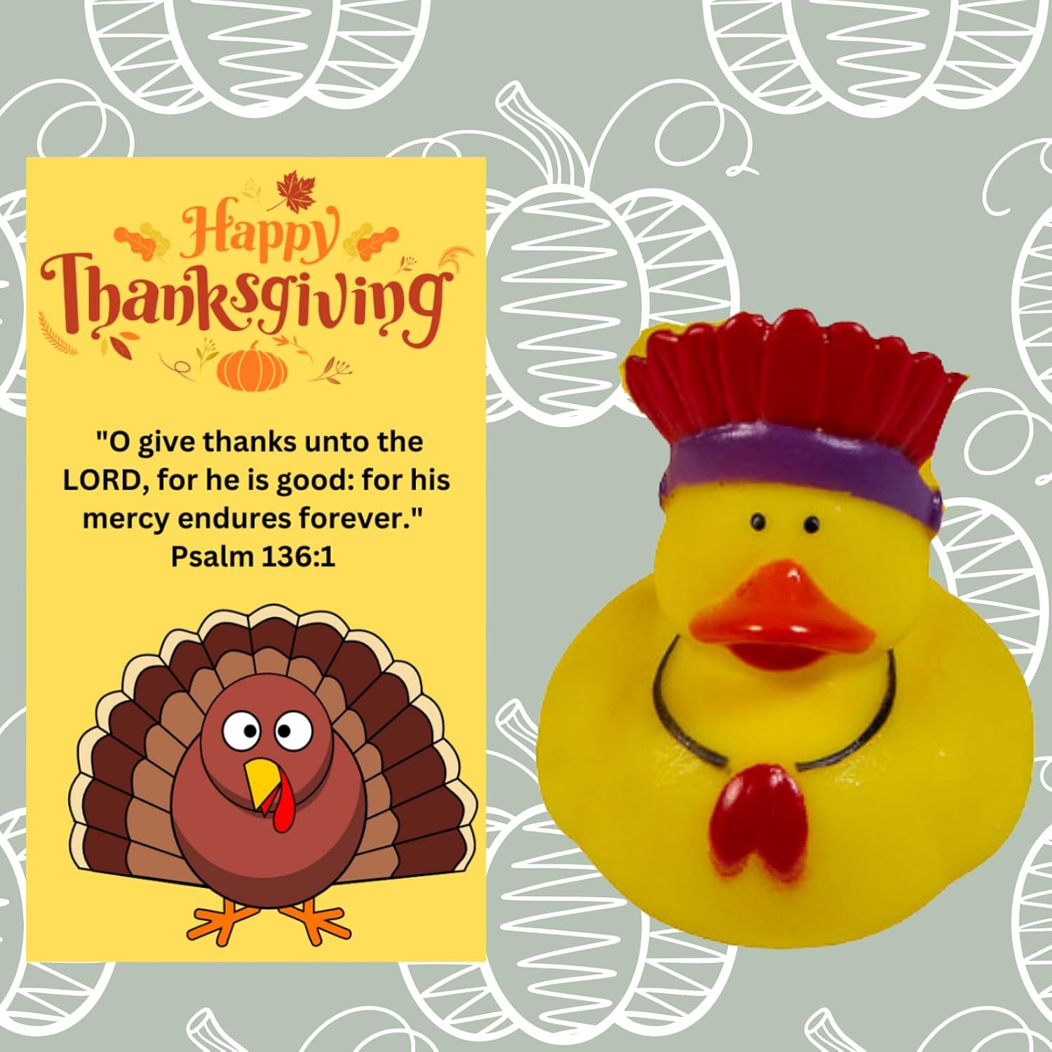Biblebanz Give Thanks Christian Thanksgiving Cards with Mini Turkey Jeep Ducks – Bulk Pack 12 Sets