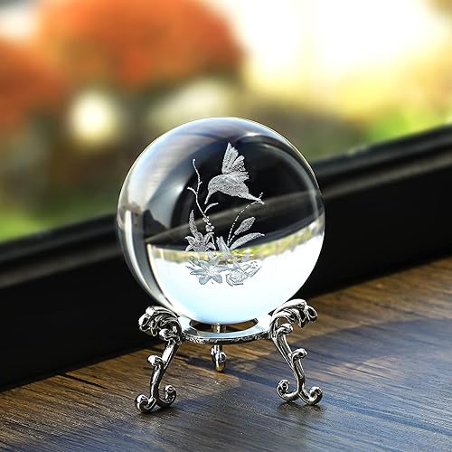 Miniatura 7 de ZEERSHEE Bola de cristal de Saturno láser 3D con soporte de 2.362 in, bola de vidrio decorativa, pisapapeles, decoración espacial para el hogar,